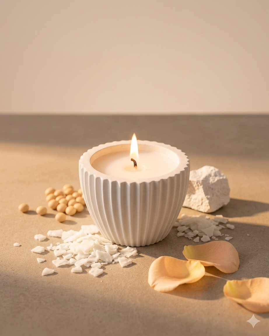 ribbed fluted concrete candle jar gypsum vessel empty empty open vessel aromatherapy soy wax candle India