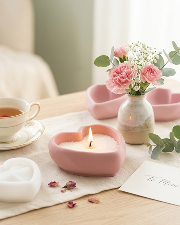 heart shaped concrete candle jar gypsum vessel empty empty open vessel wholesale bulk order India