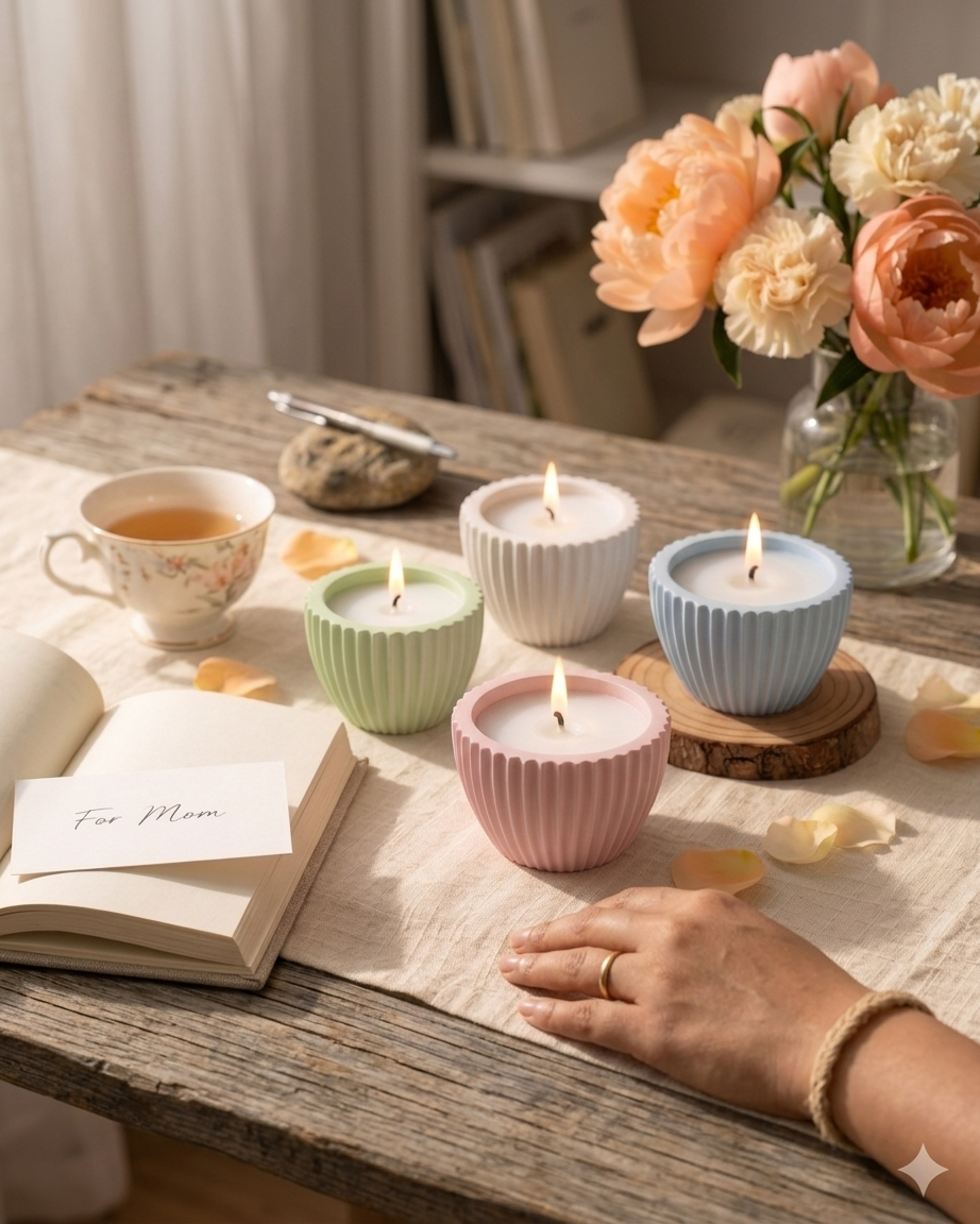 ribbed fluted concrete candle jar gypsum vessel empty empty open vessel candle making raw material wholesale India