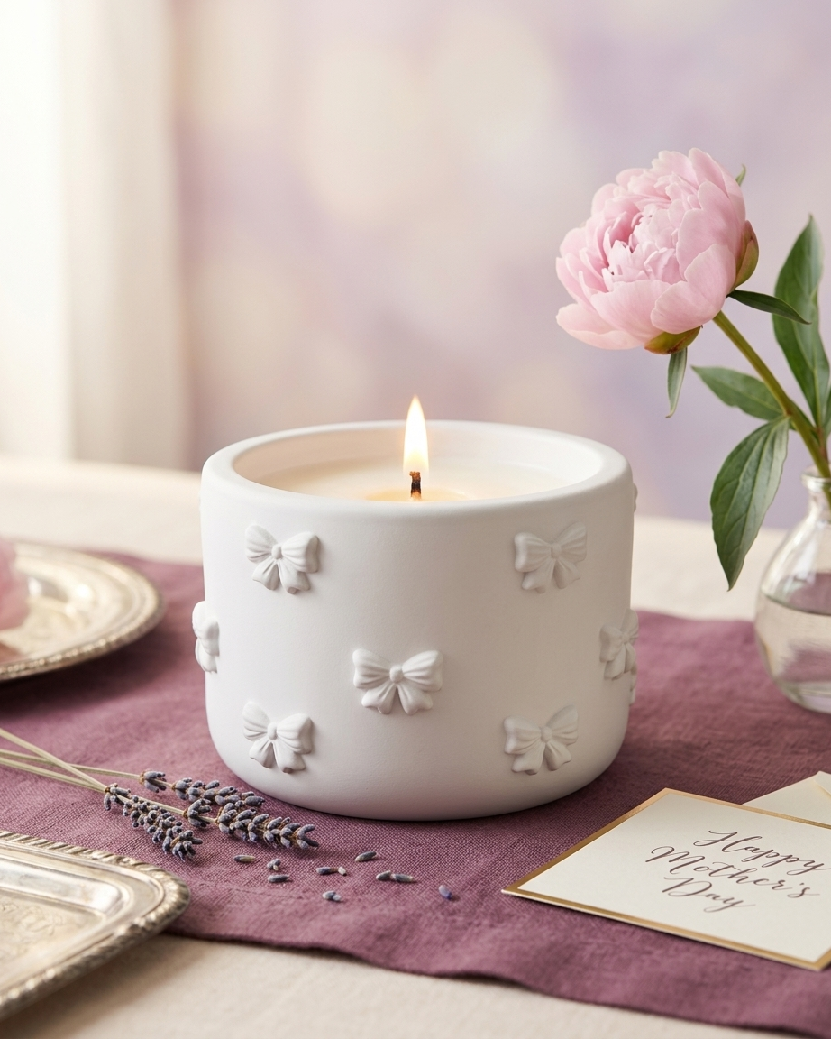 3D bow ribbon shaped concrete candle jar gypsum vessel empty empty open vessel gypsum concrete candle supplies India
