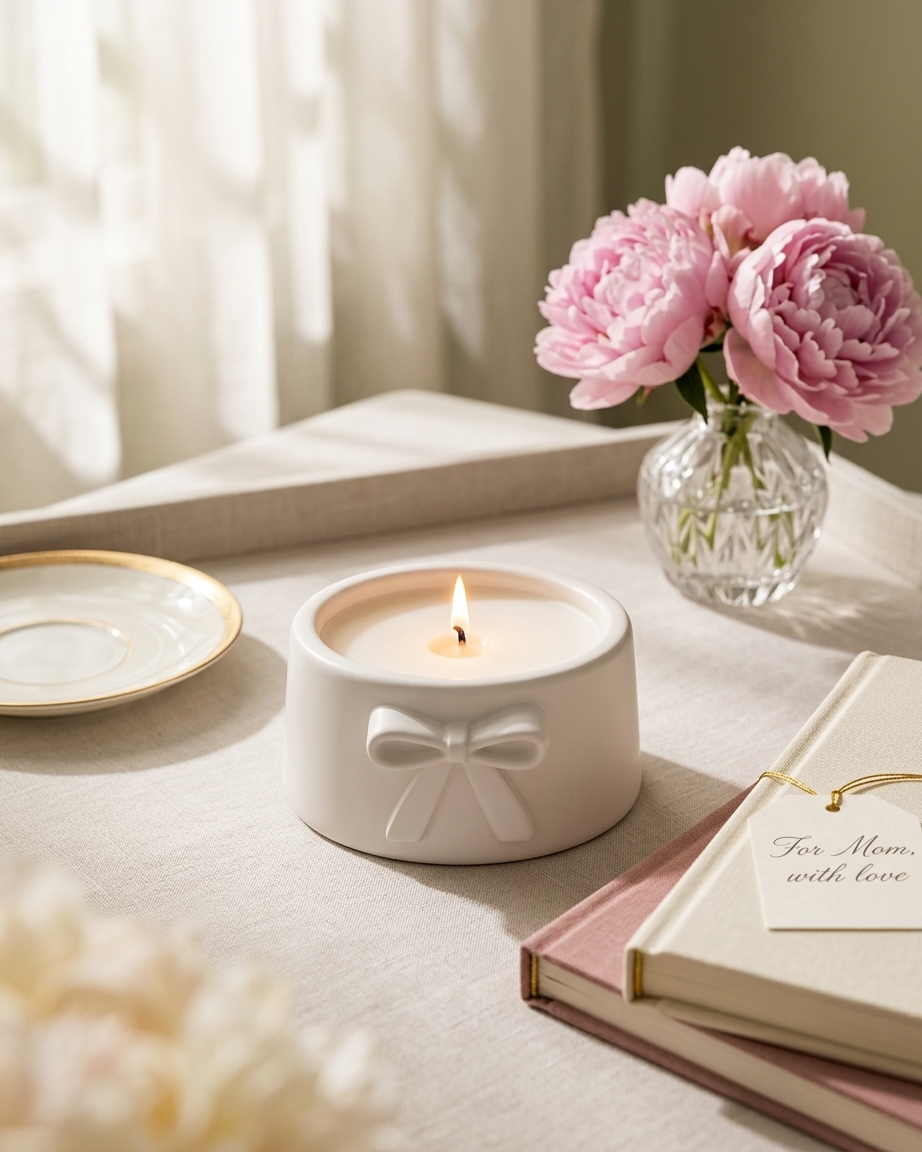 3D bow ribbon shaped concrete candle bowl gypsum vessel soy wax empty open vessel gypsum concrete candle supplies India