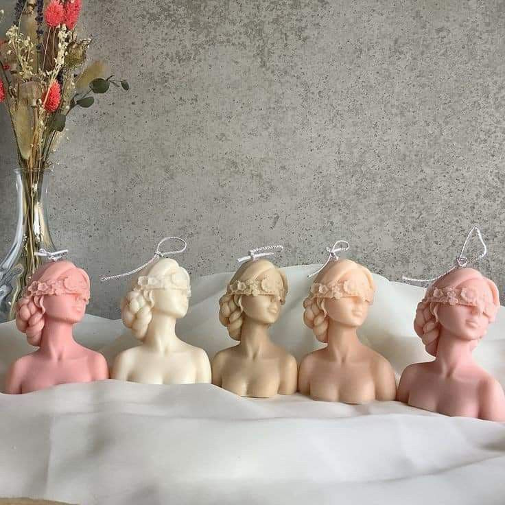 scented candle blindfold lady candle sculpture women candle 100 soy wax 65gm each