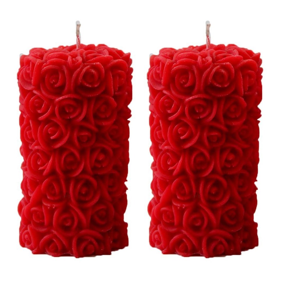 Valentine's Day Rose Pillar Candle Soy Wax Scented Candle Romantic Floral Gift